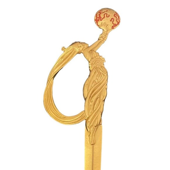 ERTE object d'art “Firefiles” Gold-Plated Pewter & Steel Letter Opener VINTAGE - Picture 4 of 8